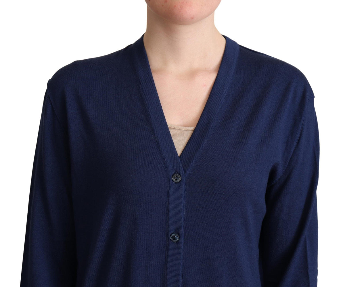 Dolce &amp; Gabbana Élégant cardigan bleu en laine vierge