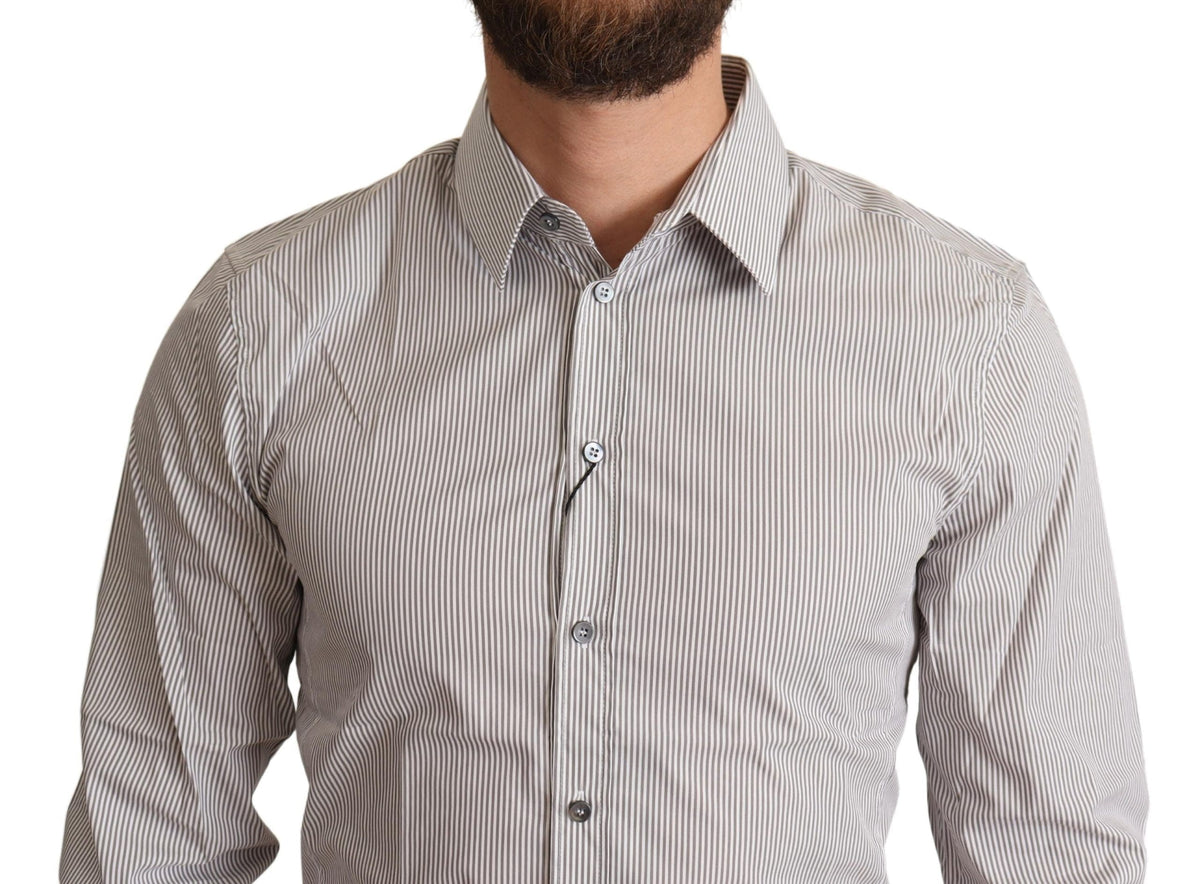 Camisa de vestir elegante de rayas grises y corte entallado de Dolce &amp; Gabbana