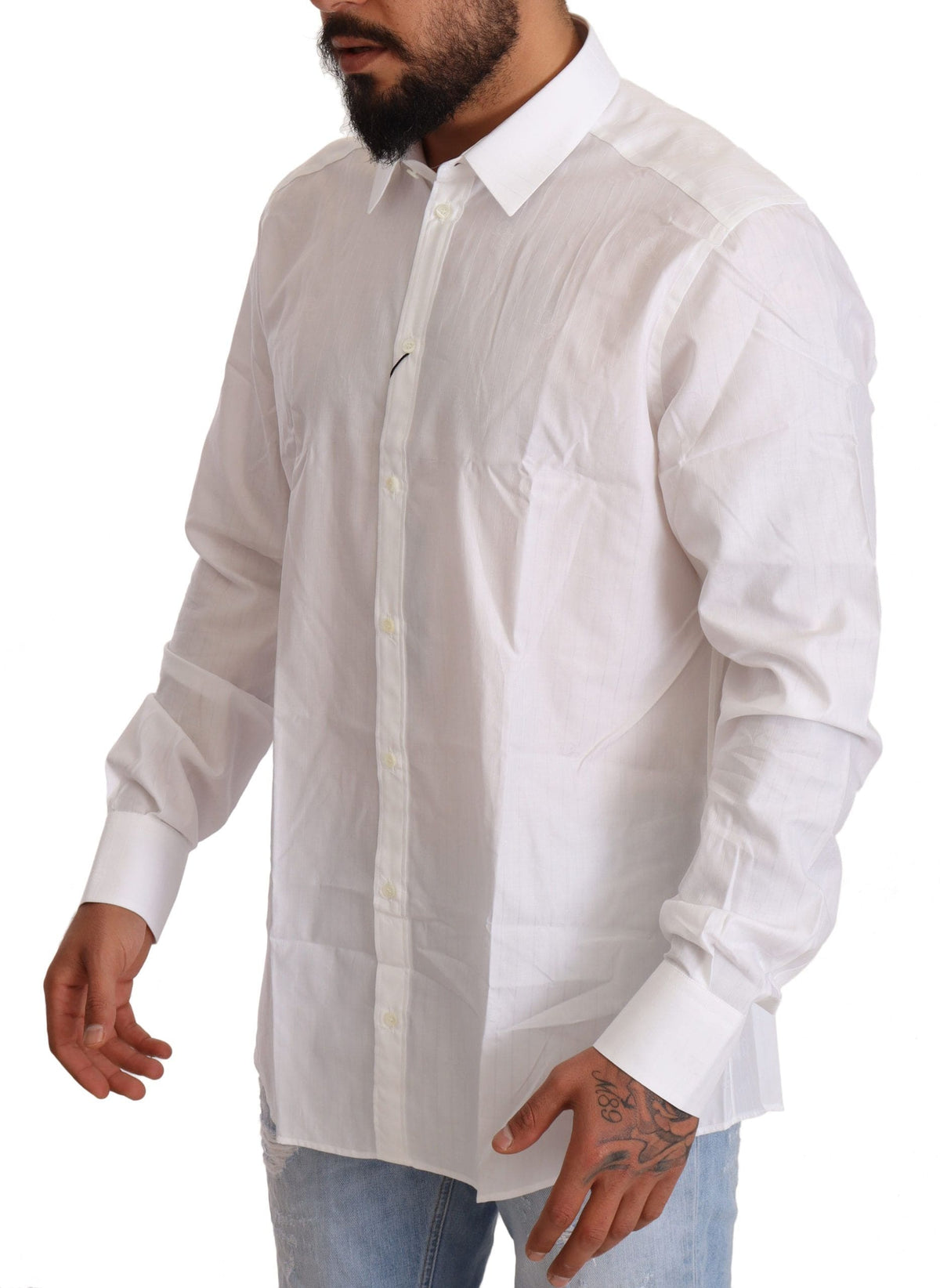 Camisa elegante blanca de corte martini de Dolce &amp; Gabbana