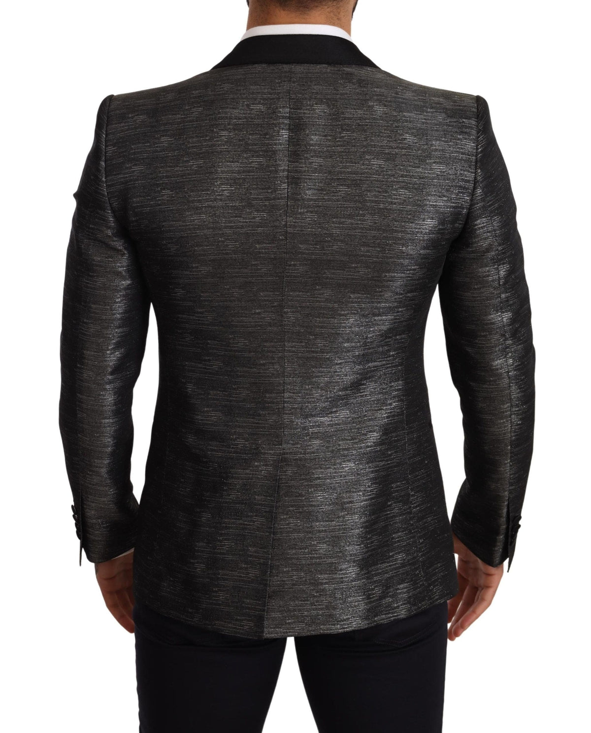 Blazer slim en jacquard gris métallisé Dolce &amp; Gabbana