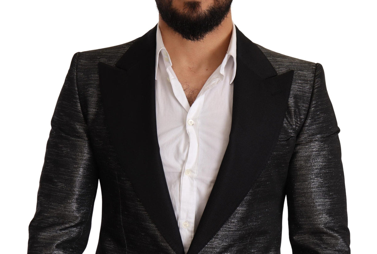 Blazer slim en jacquard gris métallisé Dolce &amp; Gabbana