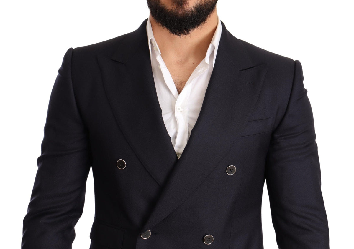 Blazer élégant en mélange de soie et cachemire bleu marine Dolce &amp; Gabbana