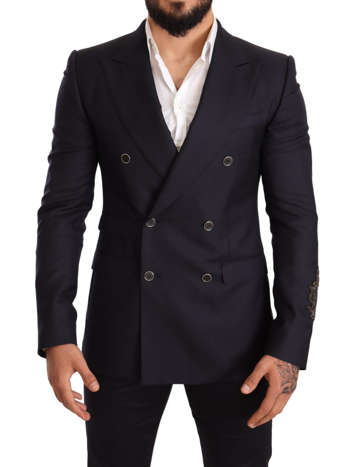 Blazer élégant en mélange de soie et cachemire bleu marine Dolce &amp; Gabbana