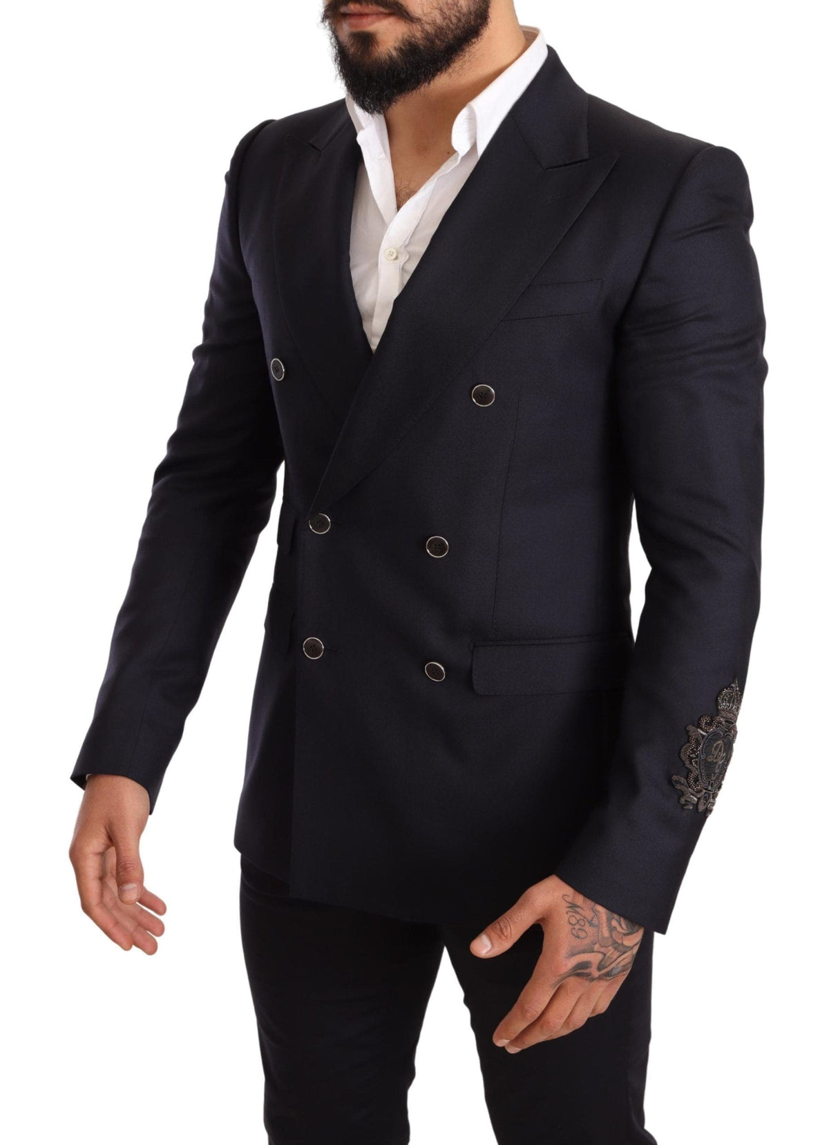 Blazer élégant en mélange de soie et cachemire bleu marine Dolce &amp; Gabbana