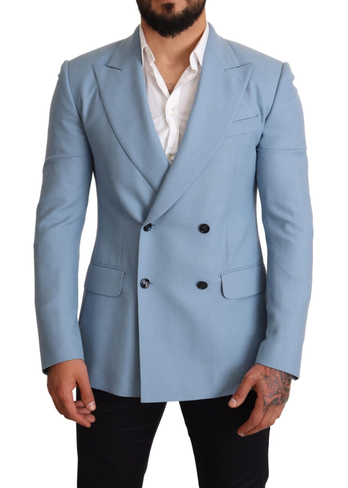 Blazer elegante de seda y cachemira azul para hombre de Dolce &amp; Gabbana