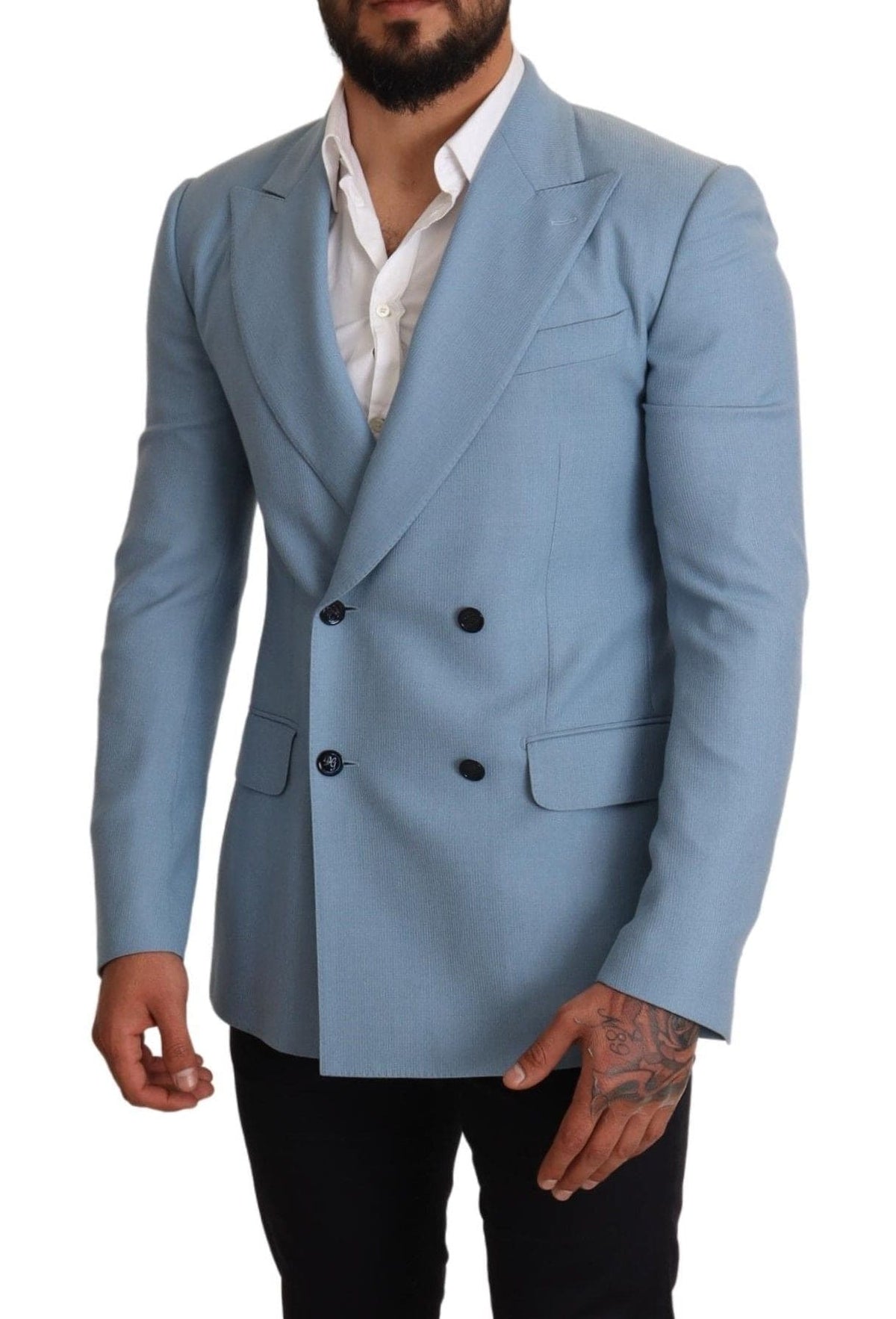 Blazer elegante de seda y cachemira azul para hombre de Dolce &amp; Gabbana