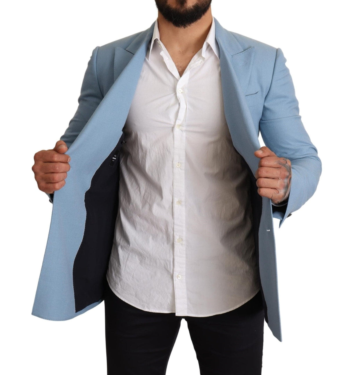 Blazer elegante de seda y cachemira azul para hombre de Dolce &amp; Gabbana