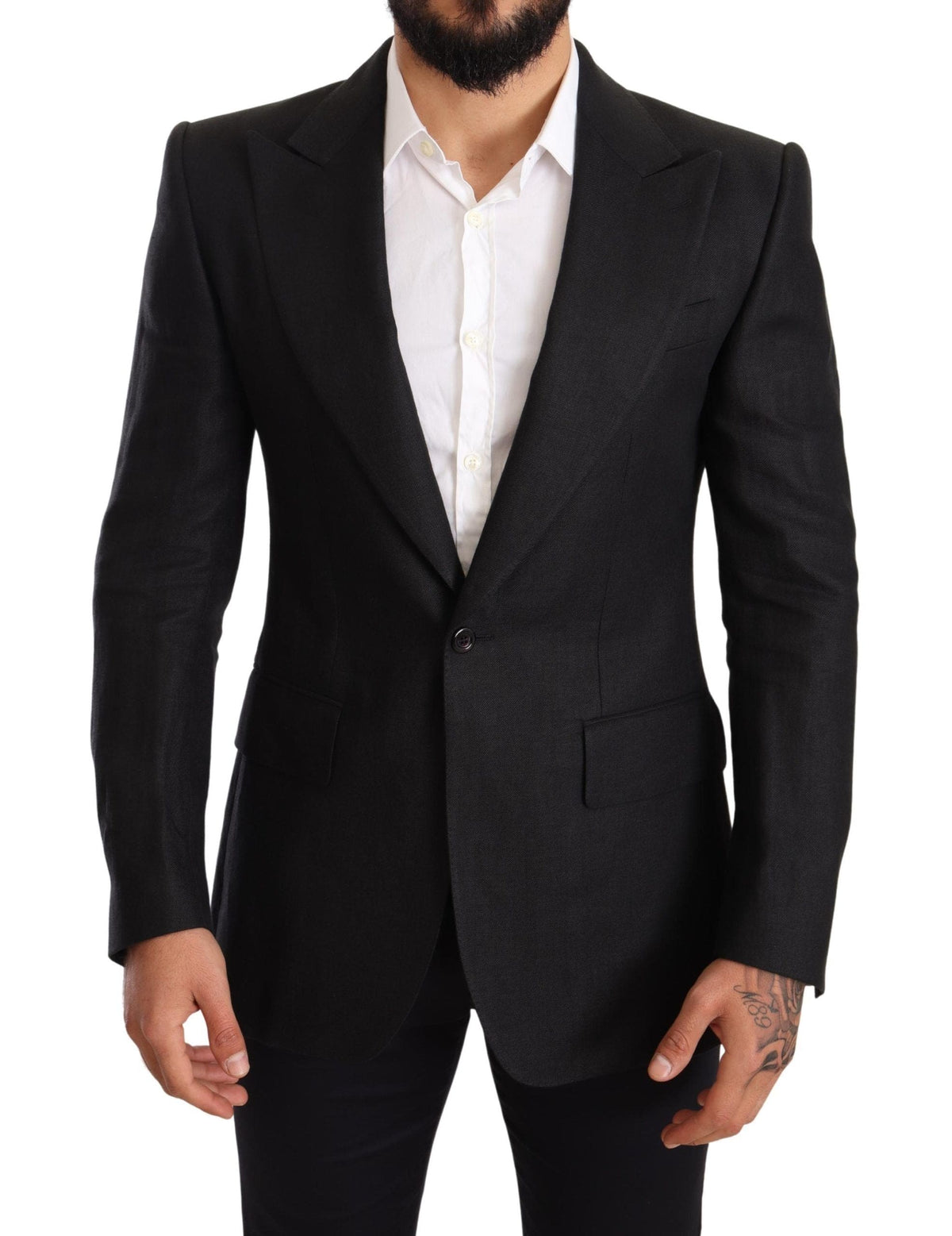 Blazer élégant en lin noir coupe slim Dolce &amp; Gabbana