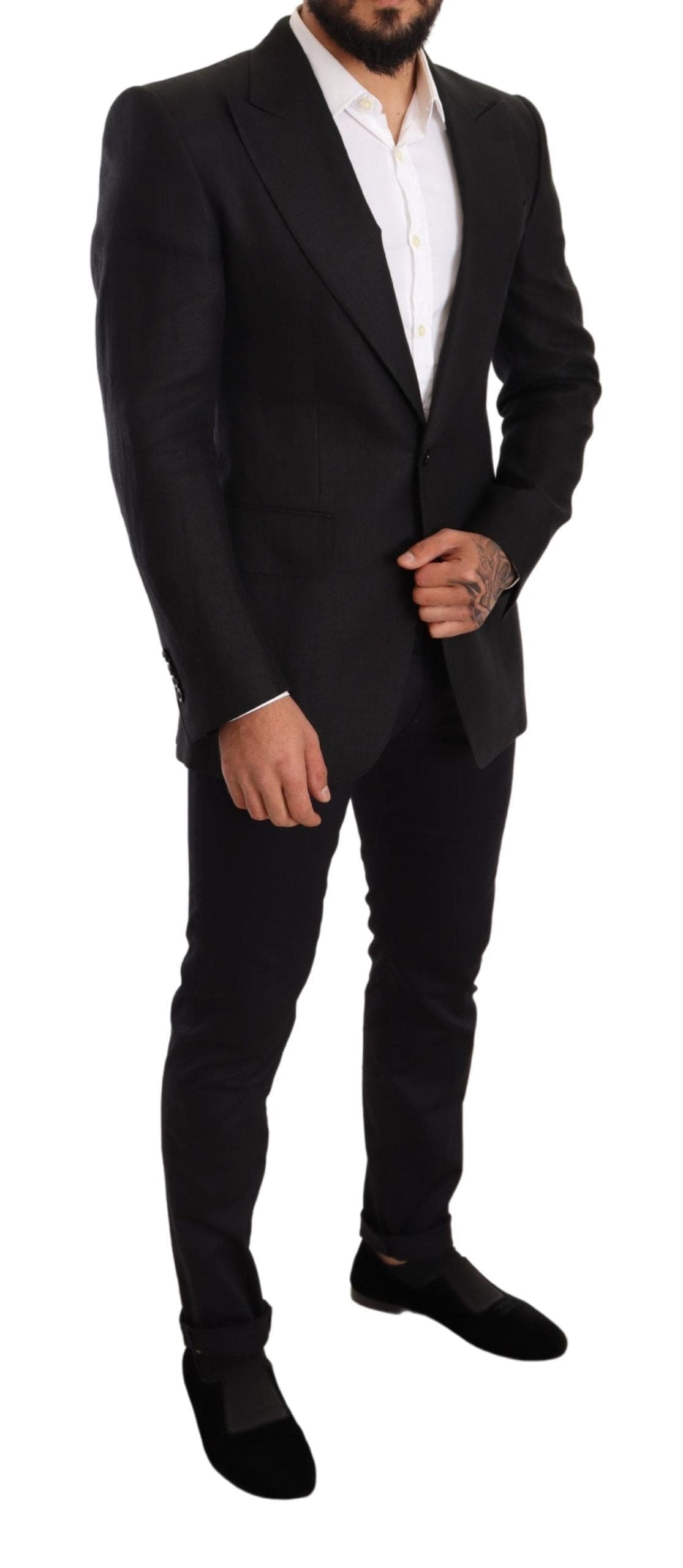 Blazer élégant en lin noir coupe slim Dolce &amp; Gabbana