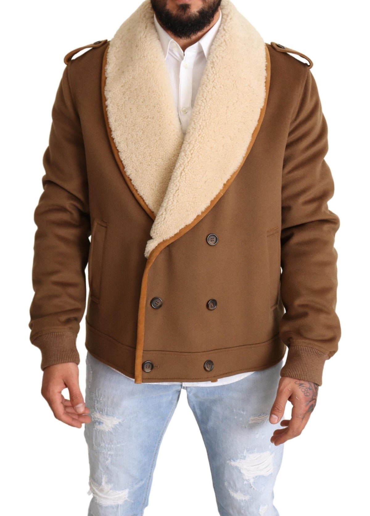 Veste élégante en shearling croisé Dolce &amp; Gabbana