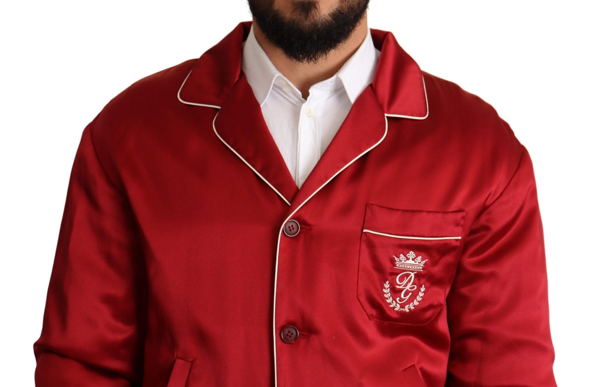 Chaqueta bomber de seda roja suntuosa de Dolce &amp; Gabbana