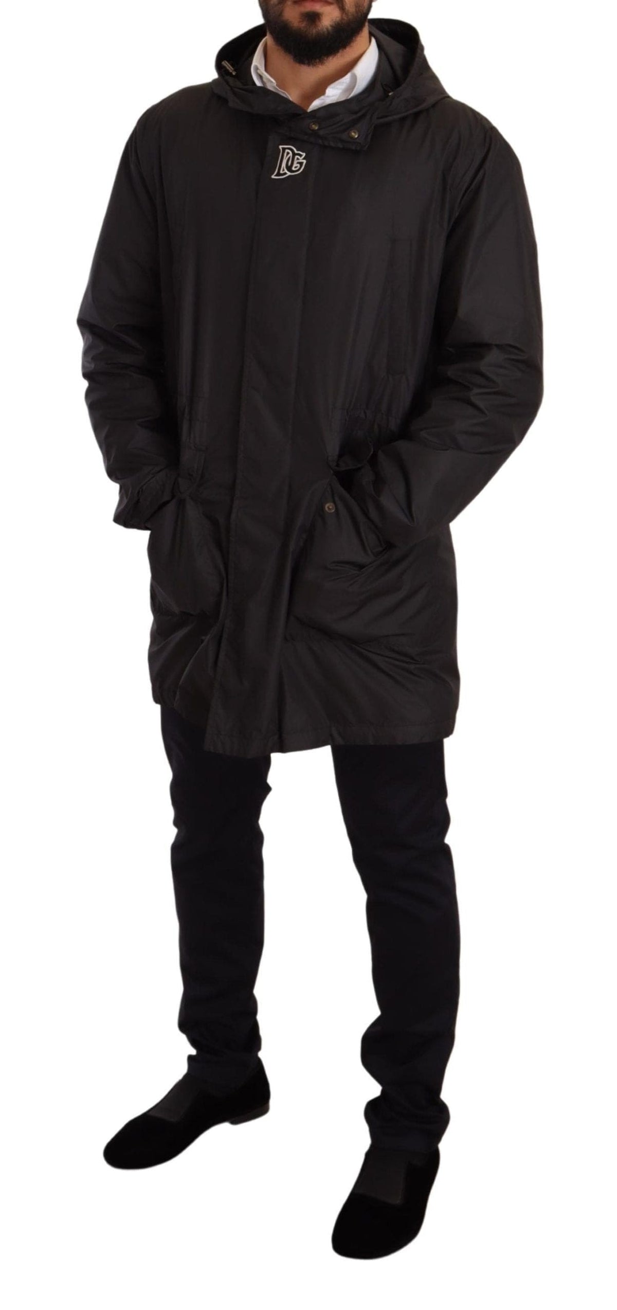 Veste blouson à capuche noire élégante Dolce &amp; Gabbana