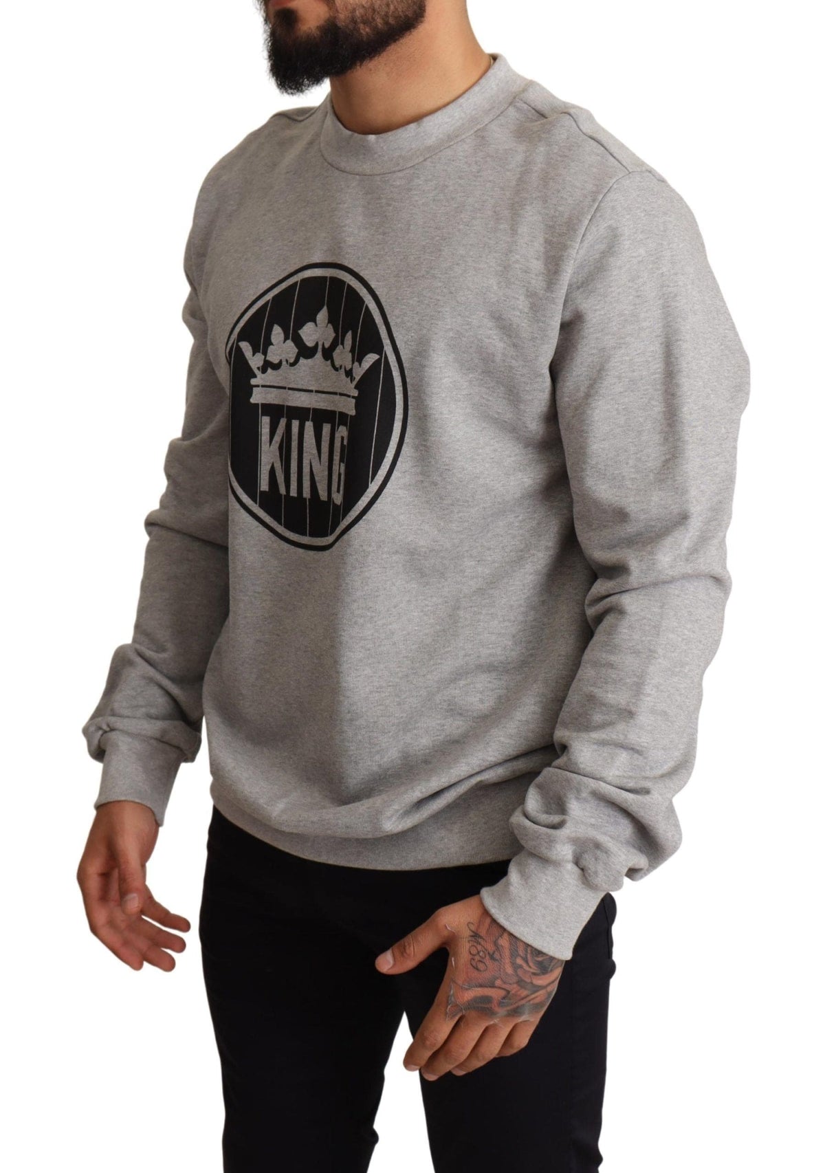 Pull en coton Dolce &amp; Gabbana Regal Crown - Gris sophistiqué