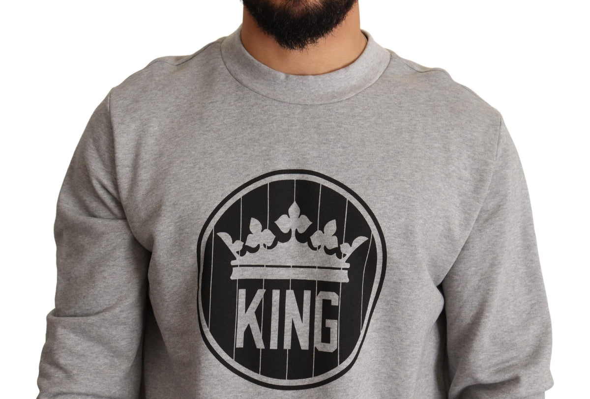 Pull en coton Dolce &amp; Gabbana Regal Crown - Gris sophistiqué