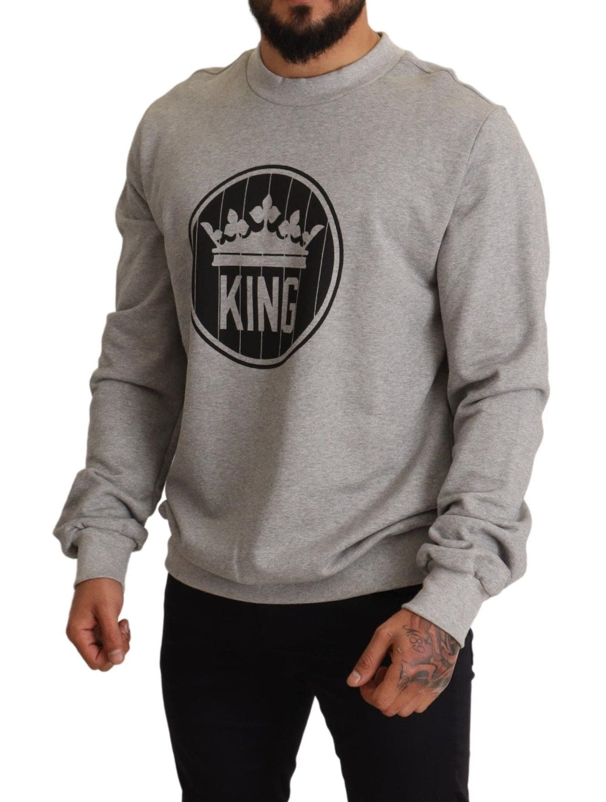 Pull en coton Dolce &amp; Gabbana Regal Crown - Gris sophistiqué