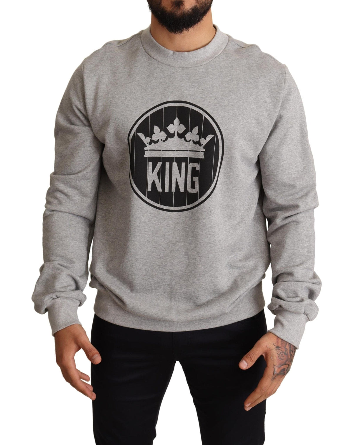 Pull en coton Dolce &amp; Gabbana Regal Crown - Gris sophistiqué