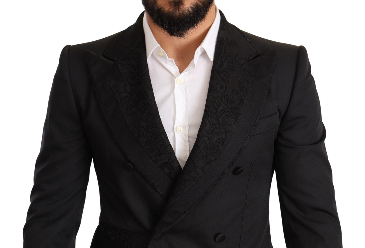 Elegante traje negro con brocado floral de Dolce &amp; Gabbana