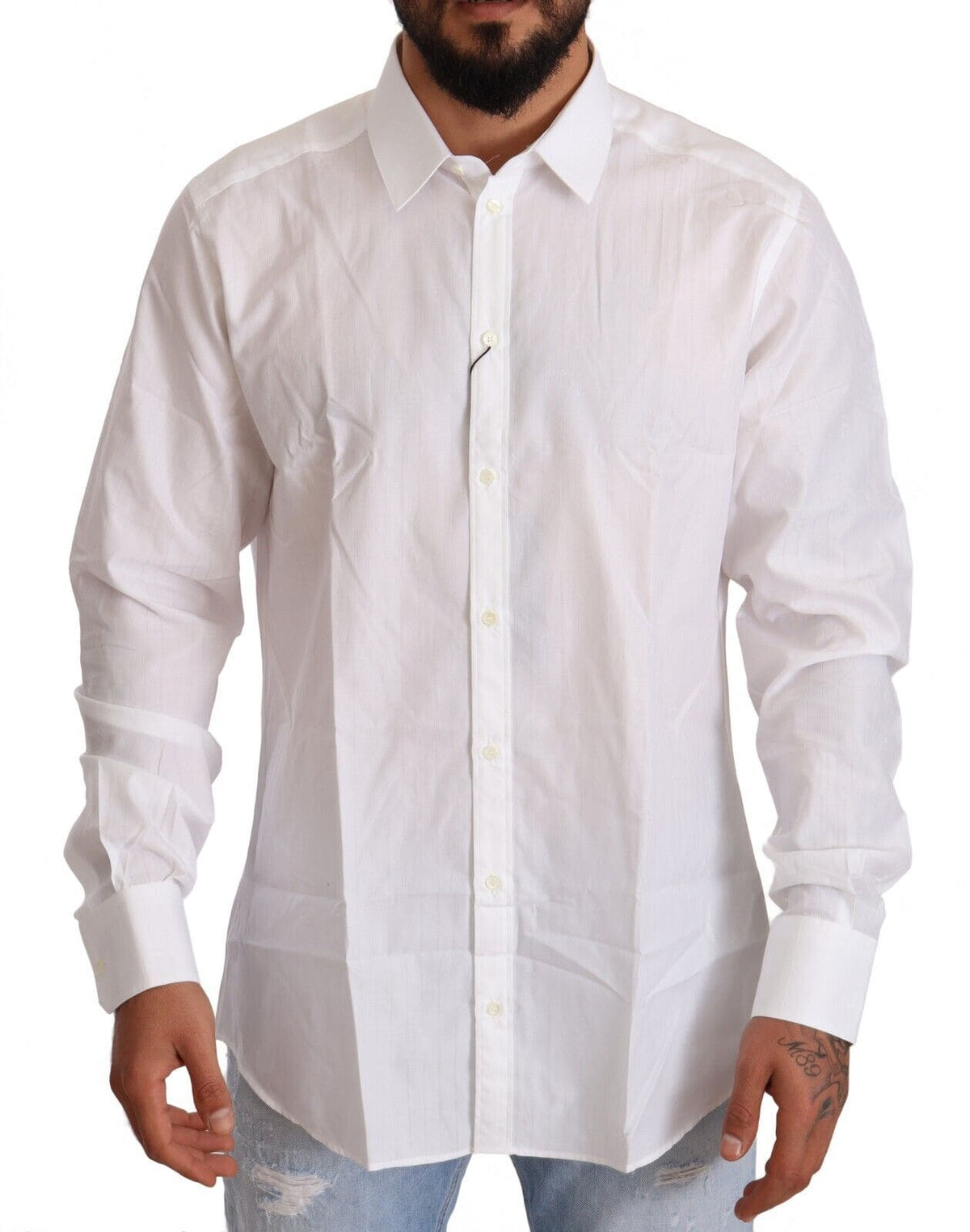 Chemise coupe Martini en coton blanc Dolce &amp; Gabbana