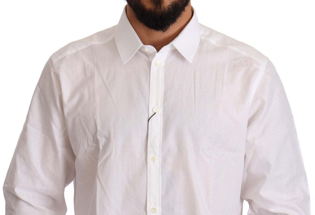 Camisa de algodón blanca de corte martini de Dolce &amp; Gabbana