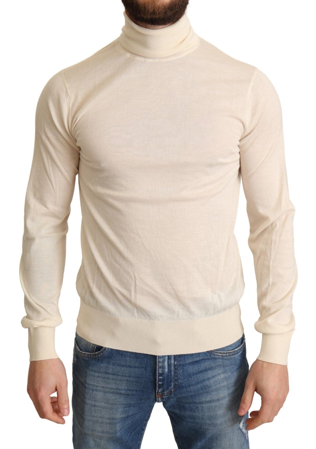 Dolce & Gabbana Cream Cashmere Turtleneck Sweater