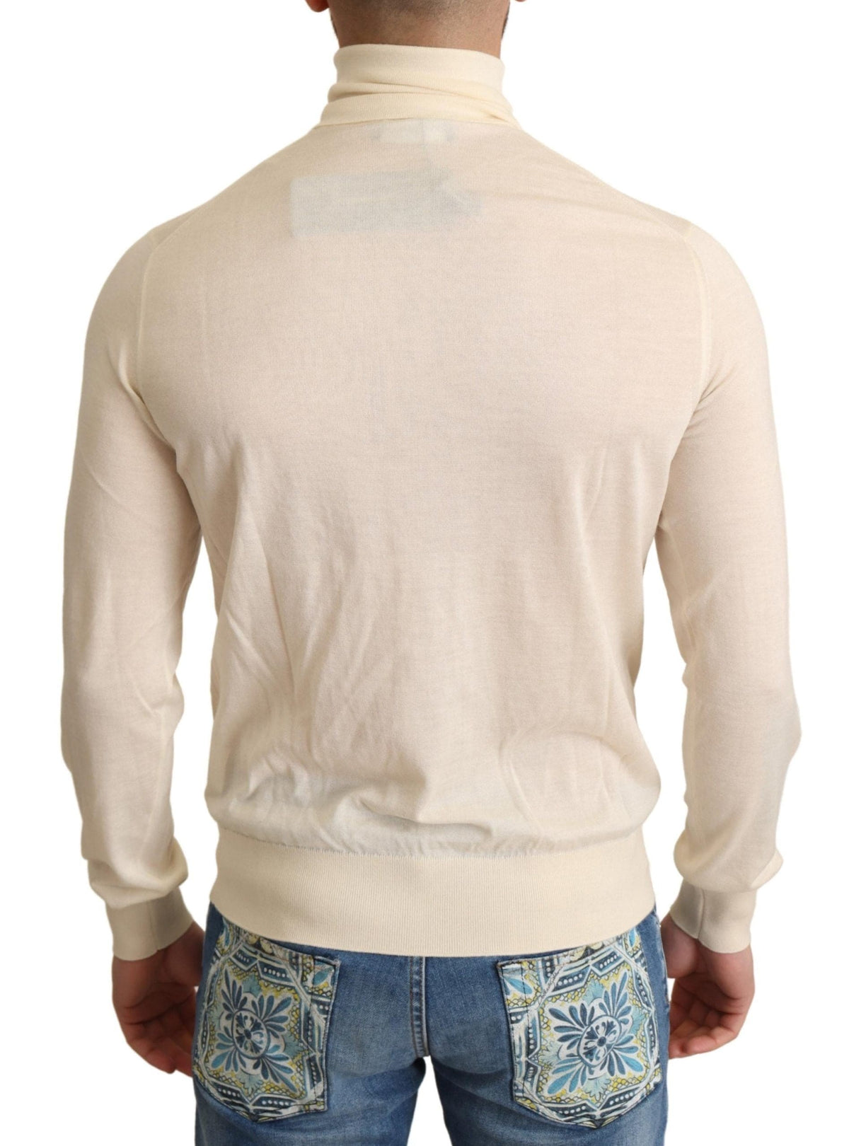 Dolce & Gabbana Cream Cashmere Turtleneck Sweater