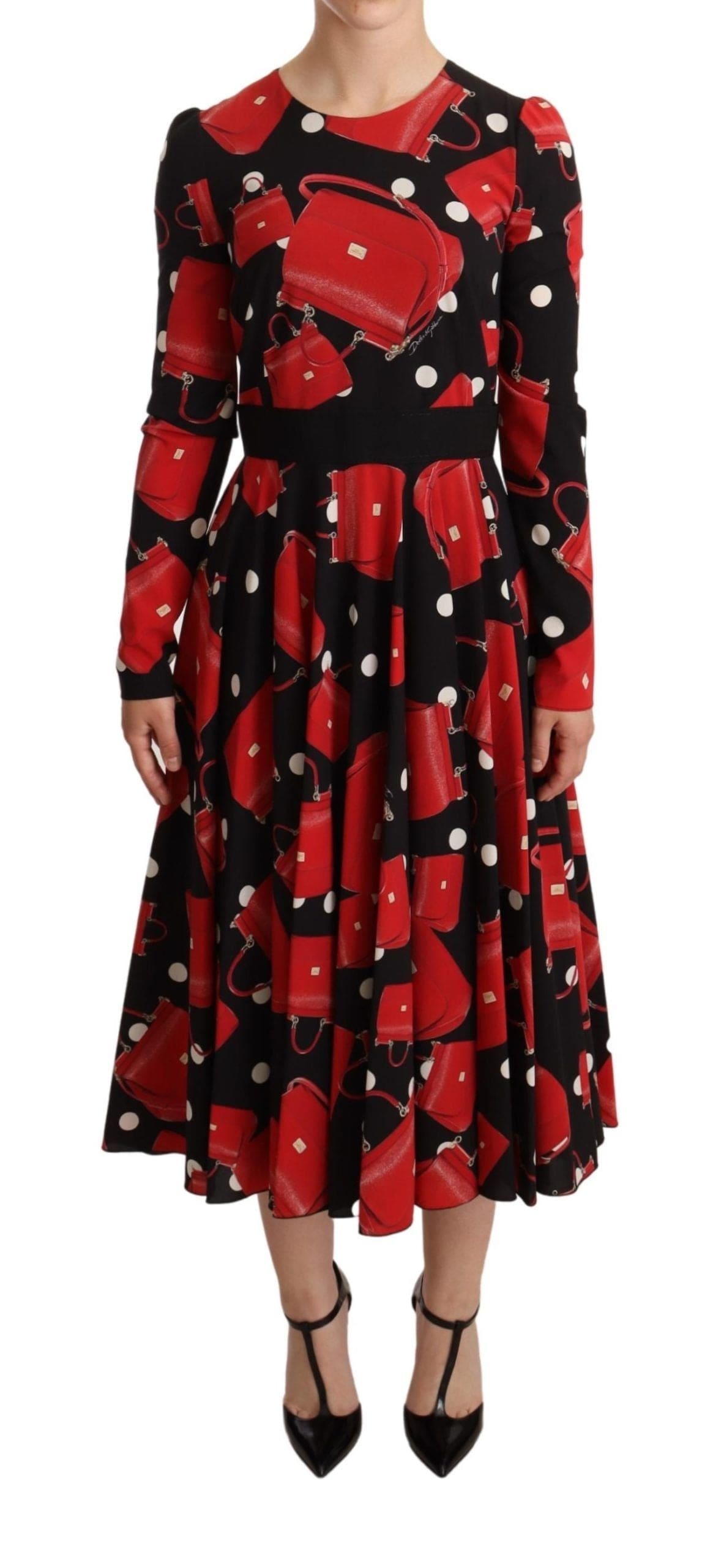 Robe mi-longue évasée élégante à imprimé Sicile de Dolce &amp; Gabbana