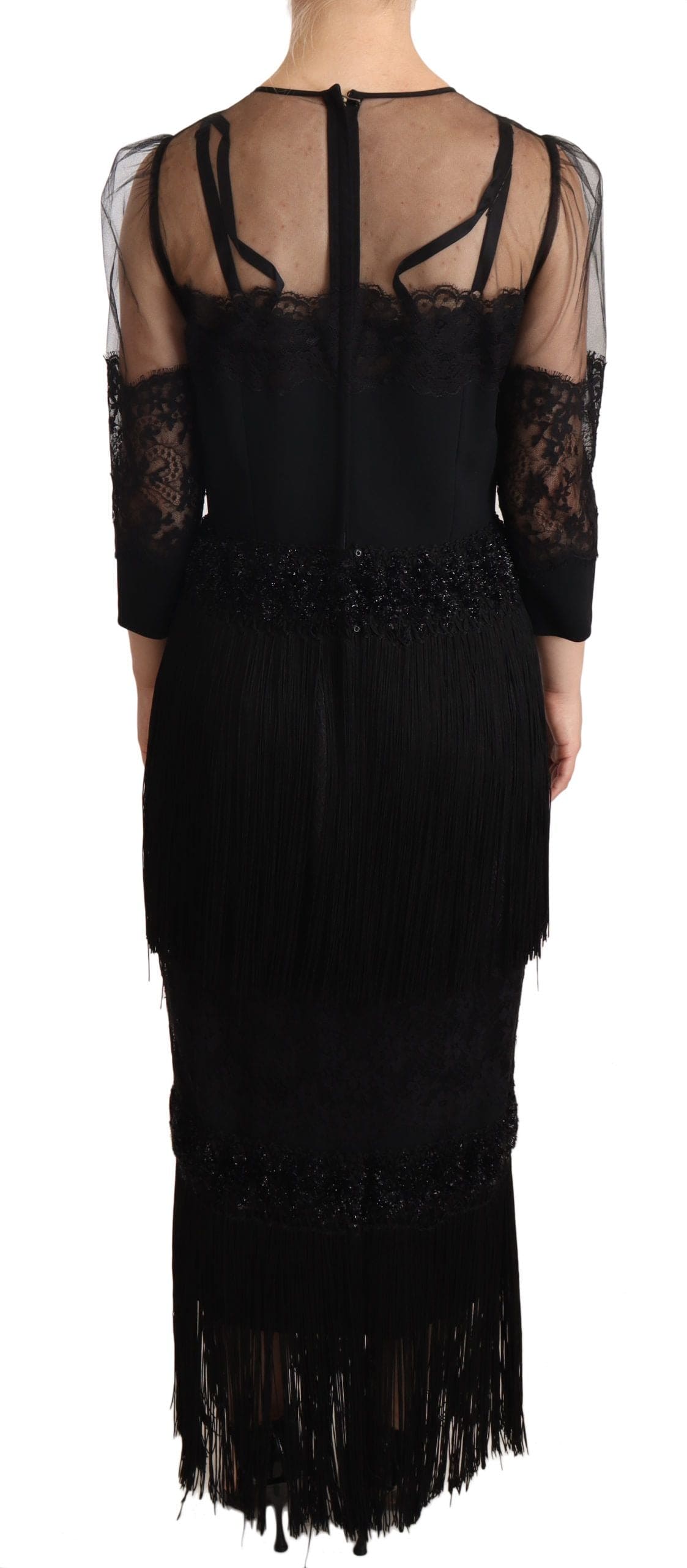 Vestido midi elegante de encaje en negro de Dolce &amp; Gabbana