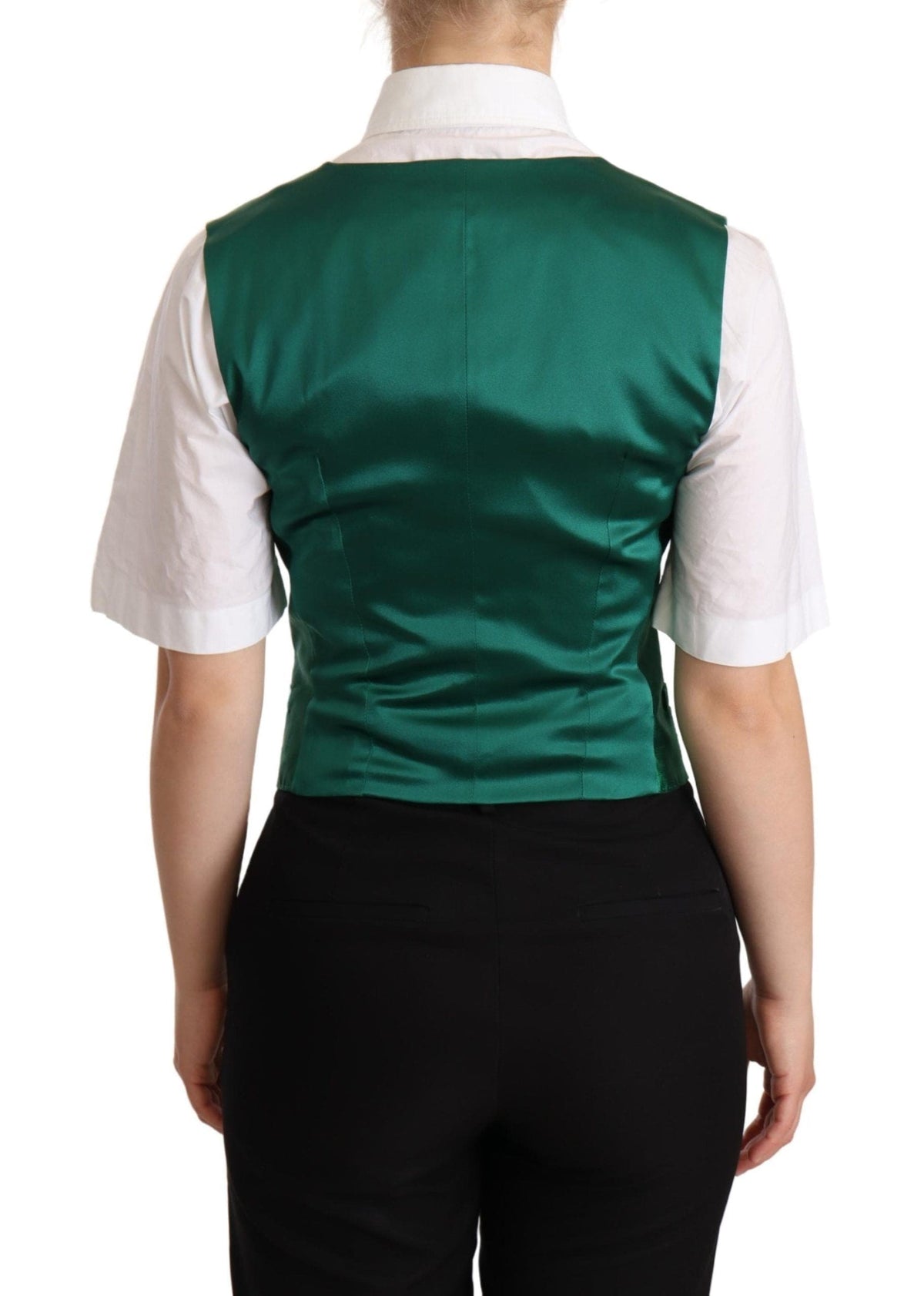 Gilet élégant en soie mélangée verte Dolce &amp; Gabbana