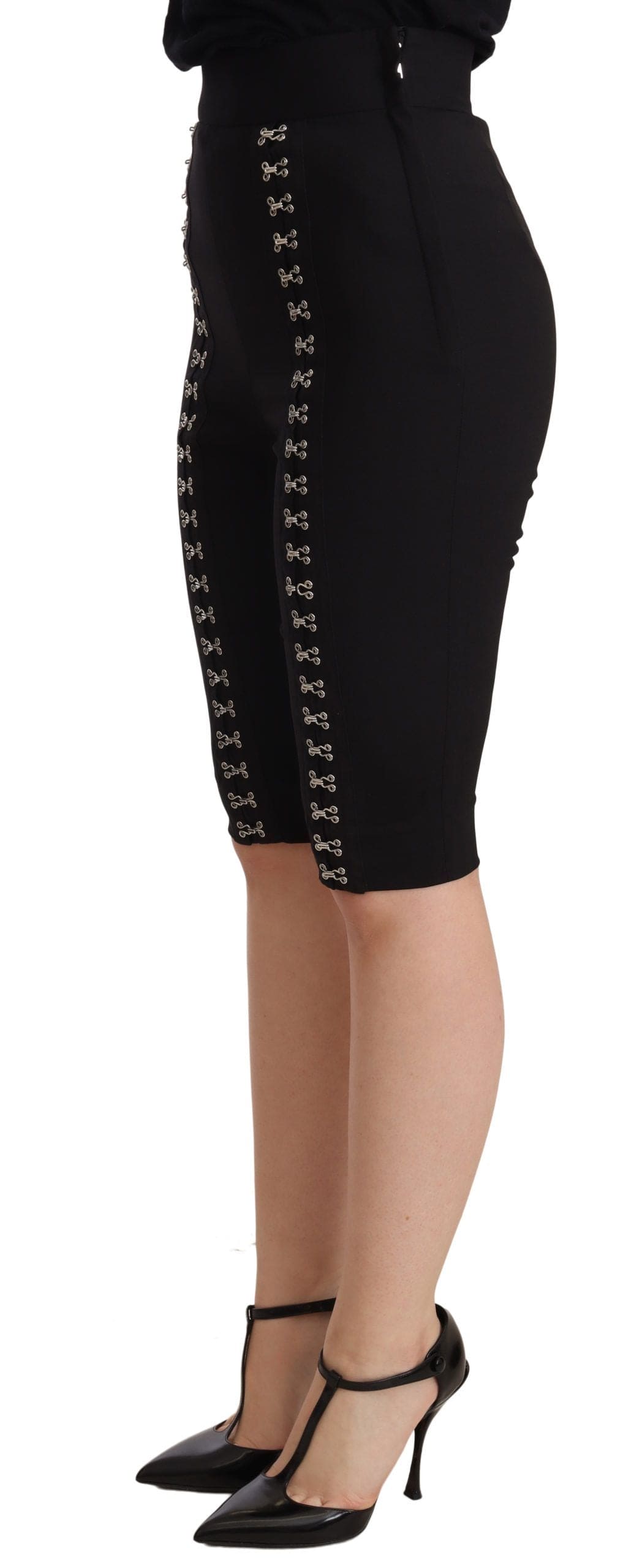 Short taille haute en laine noire élégant Dolce &amp; Gabbana