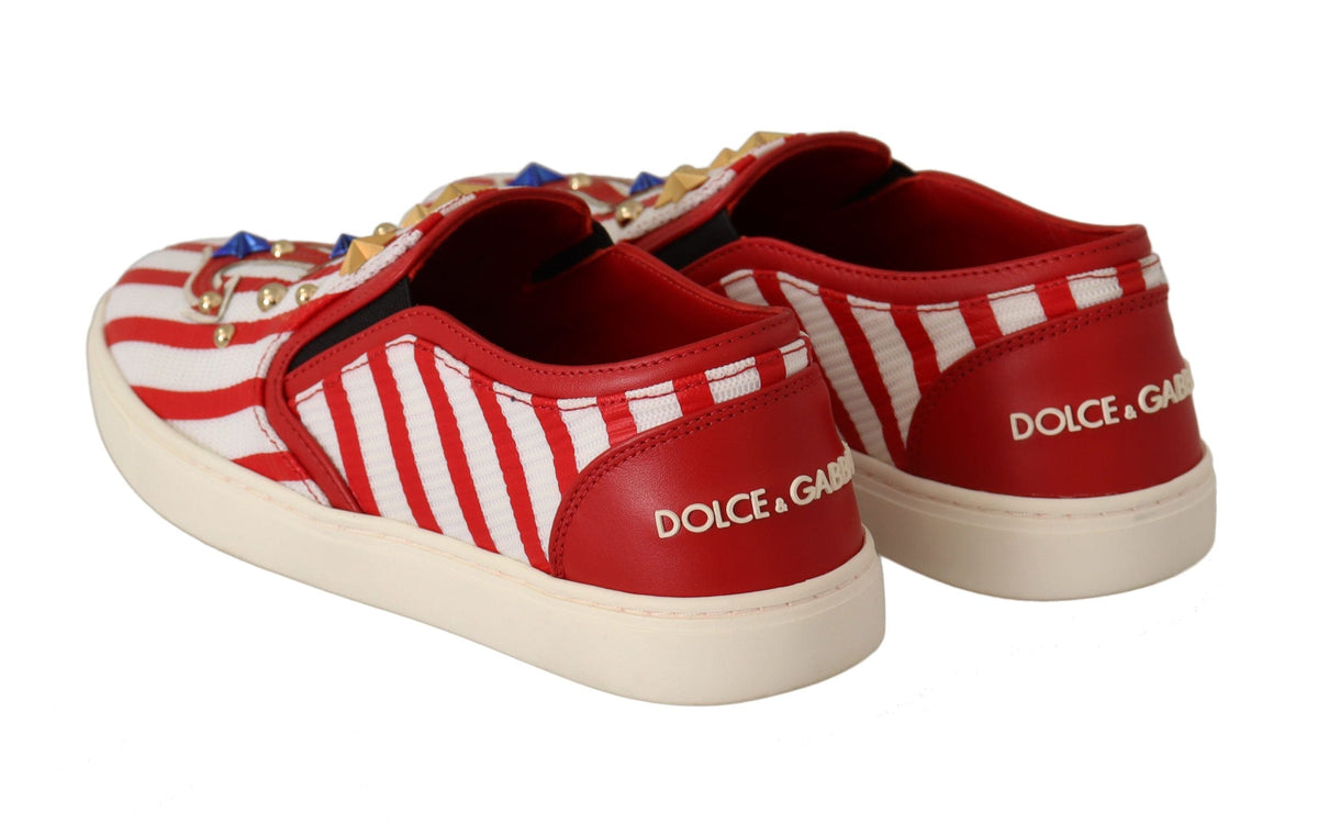 Mocassins cloutés à imprimé rayé Dolce &amp; Gabbana