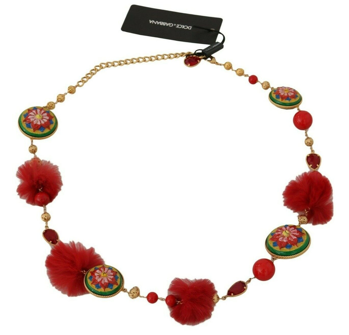 Ceinture Torero en fourrure rouge et cristaux Dolce &amp; Gabbana