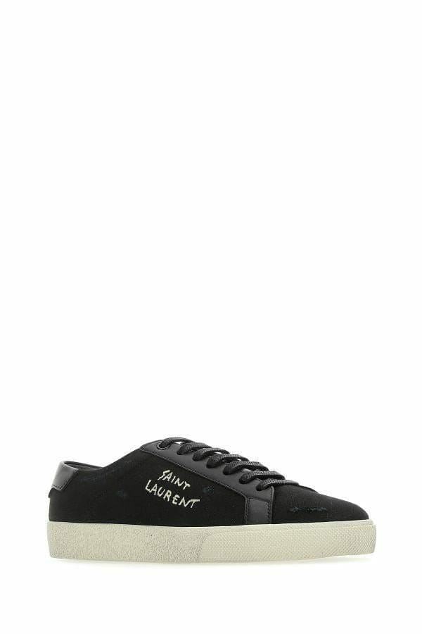 Zapatillas bajas elegantes de lona y piel en color negro de Saint Laurent