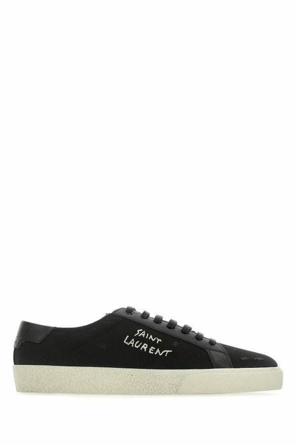 Zapatillas bajas elegantes de lona y piel en color negro de Saint Laurent