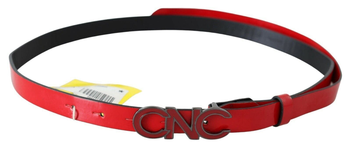 Ceinture en cuir rouge avec boucle noire pour costume national chic