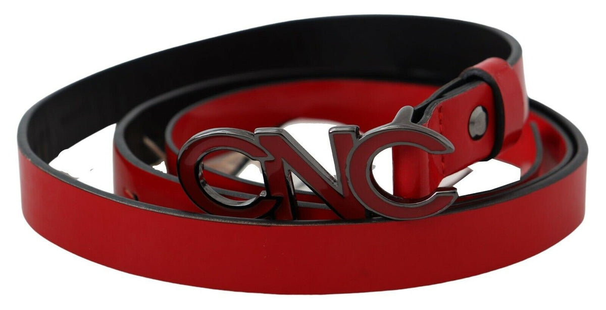 Ceinture en cuir rouge avec boucle noire pour costume national chic