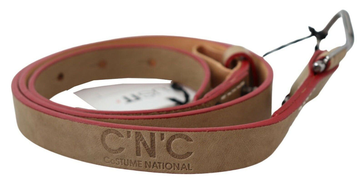 Ceinture de mode en cuir beige pour costume national