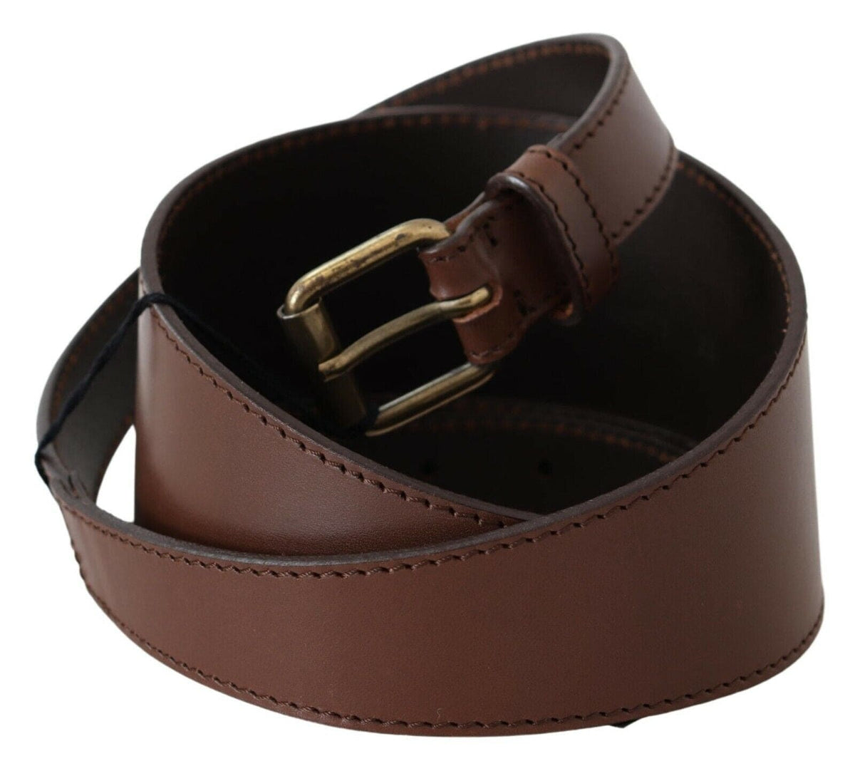 Ceinture mode chic en cuir marron PLEIN SUD avec accessoires couleur bronze