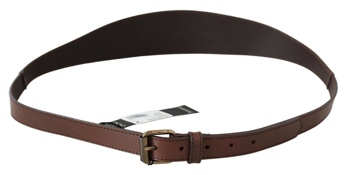 Ceinture mode chic en cuir marron PLEIN SUD avec accessoires couleur bronze