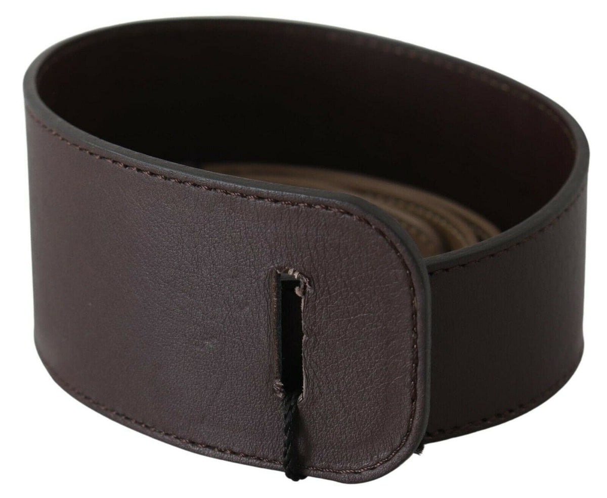 Ceinture élégante en cuir tressé marron foncé GF Ferre