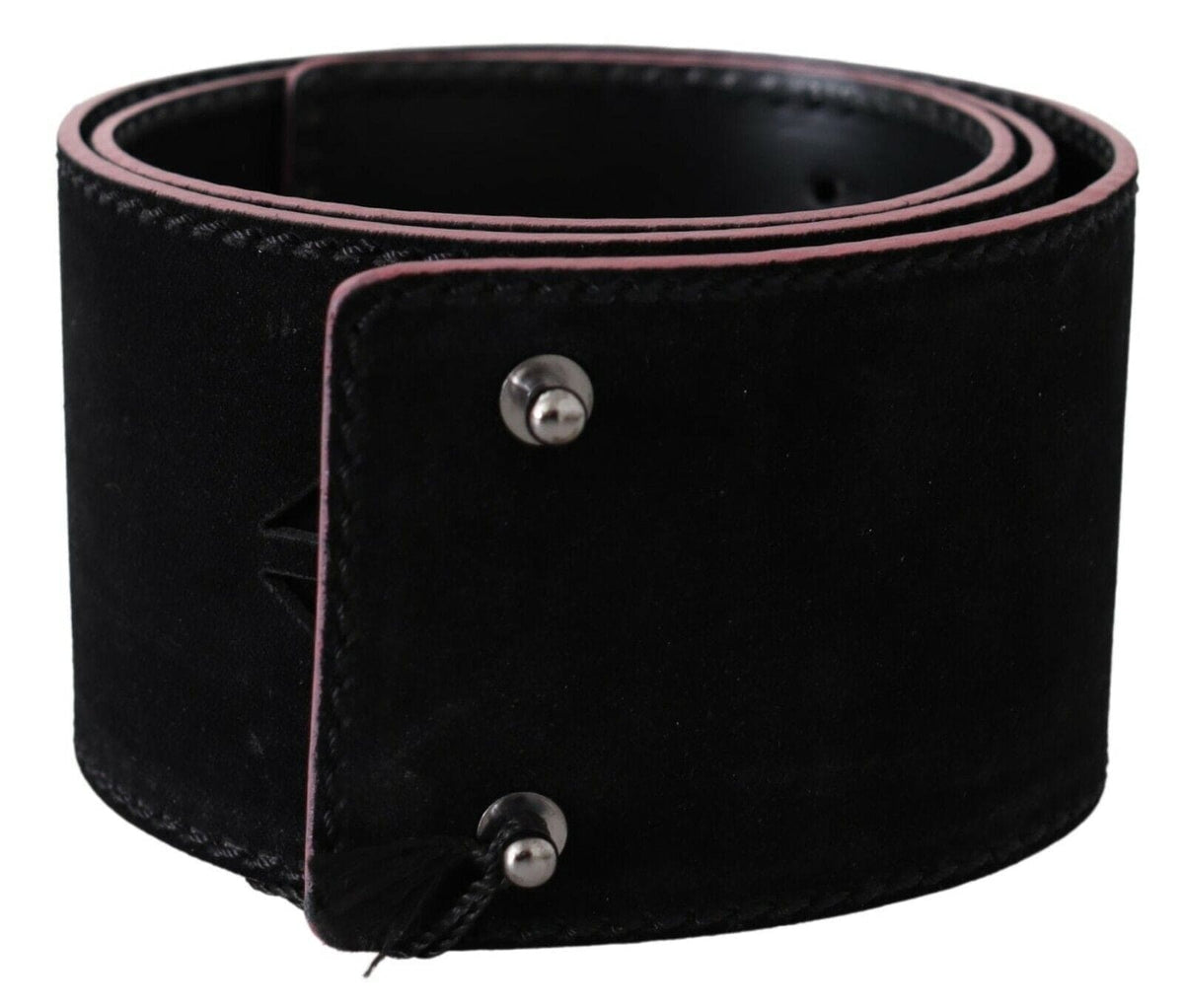 Ceinture large en cuir élégante de costume national avec des accents métalliques