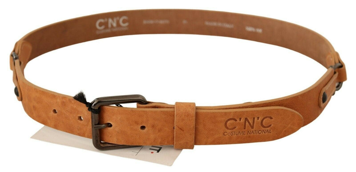 Ceinture de costume nationale élégante marron clair avec boucle noire