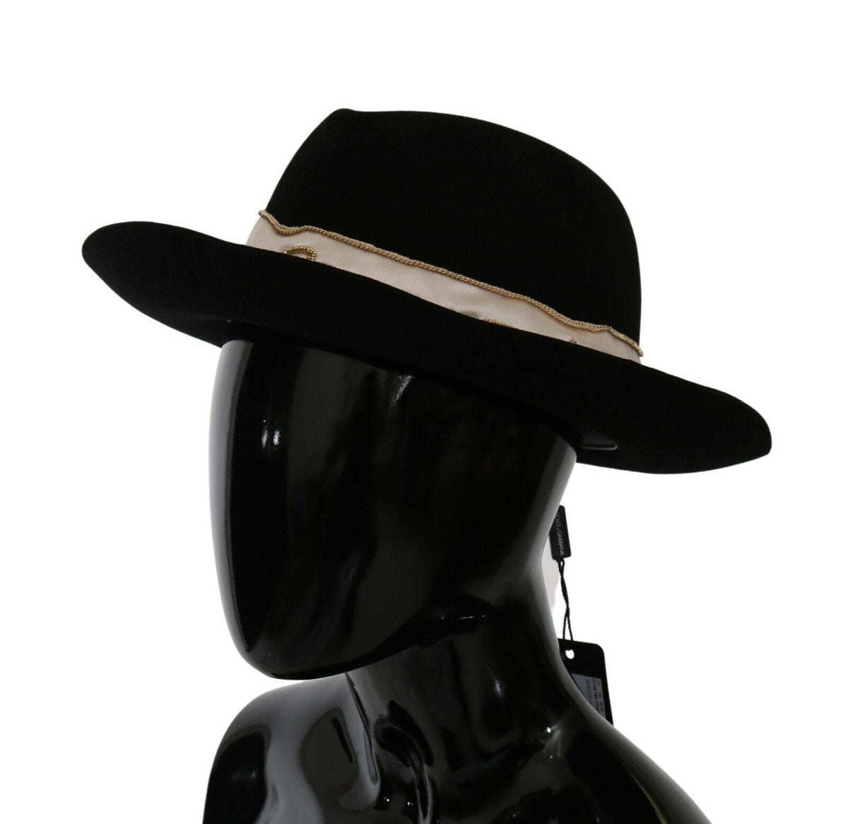 Sombrero panamá de ala ancha con diseño de conejo negro elegante de Dolce &amp; Gabbana