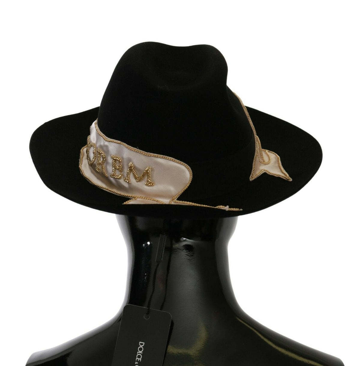 Chapeau panama à large bord Dolce &amp; Gabbana élégant en forme de lapin noir