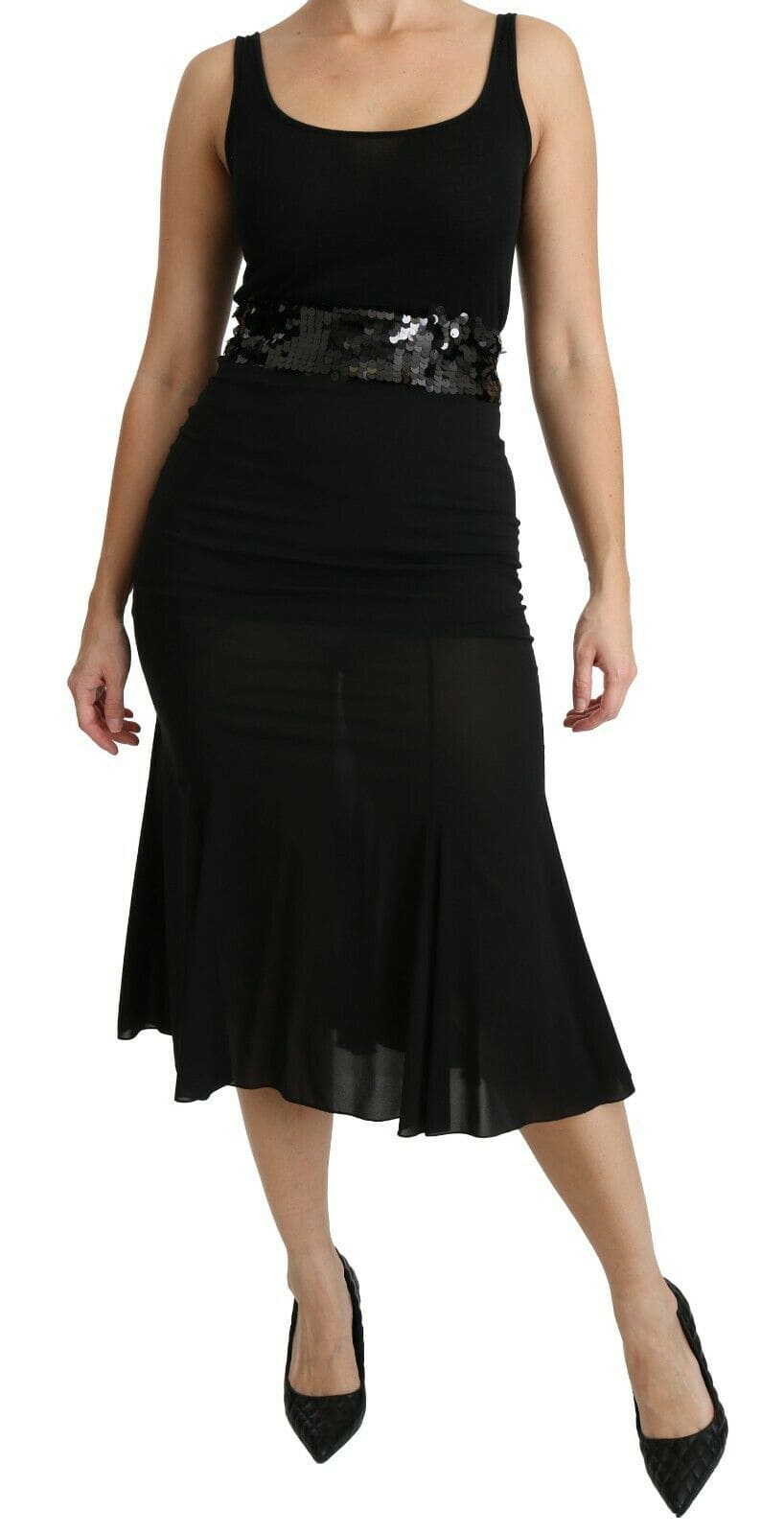 Jupe taille haute en soie mélangée noire chic Dolce &amp; Gabbana