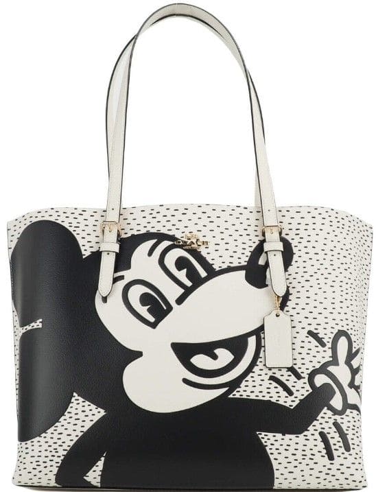 COACH (C6978) Sac fourre-tout en cuir Mickey Mouse X Keith Haring Mollie grand format