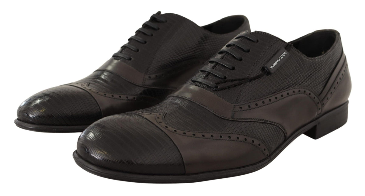 Elegantes zapatos oxford de piel de lagarto marrón de Dolce &amp; Gabbana