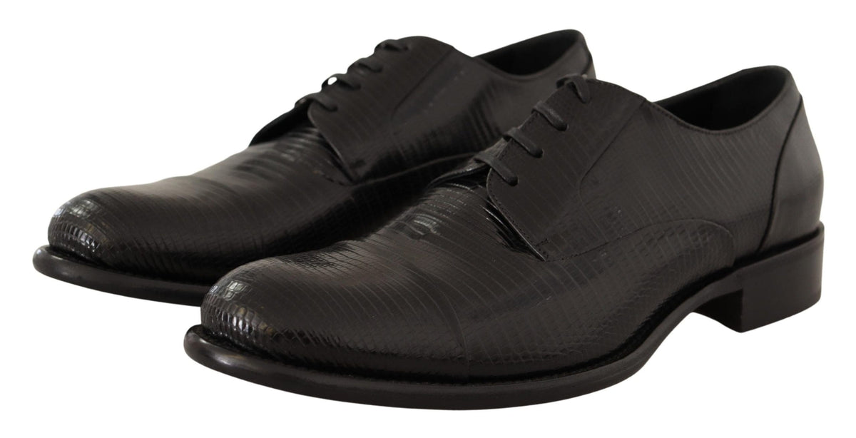 Chaussures Derby élégantes en peau de lézard noir Dolce &amp; Gabbana