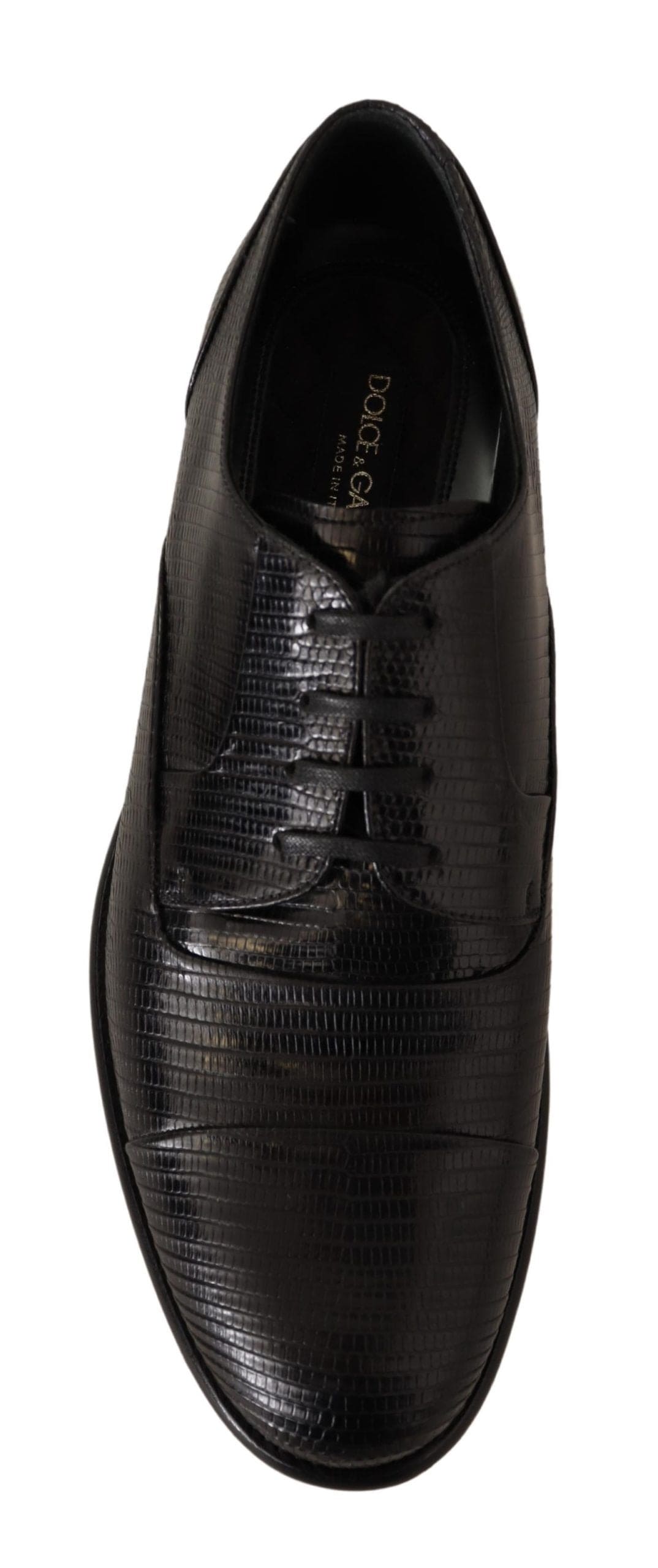 Elegantes zapatos Derby de piel de lagarto negra de Dolce &amp; Gabbana