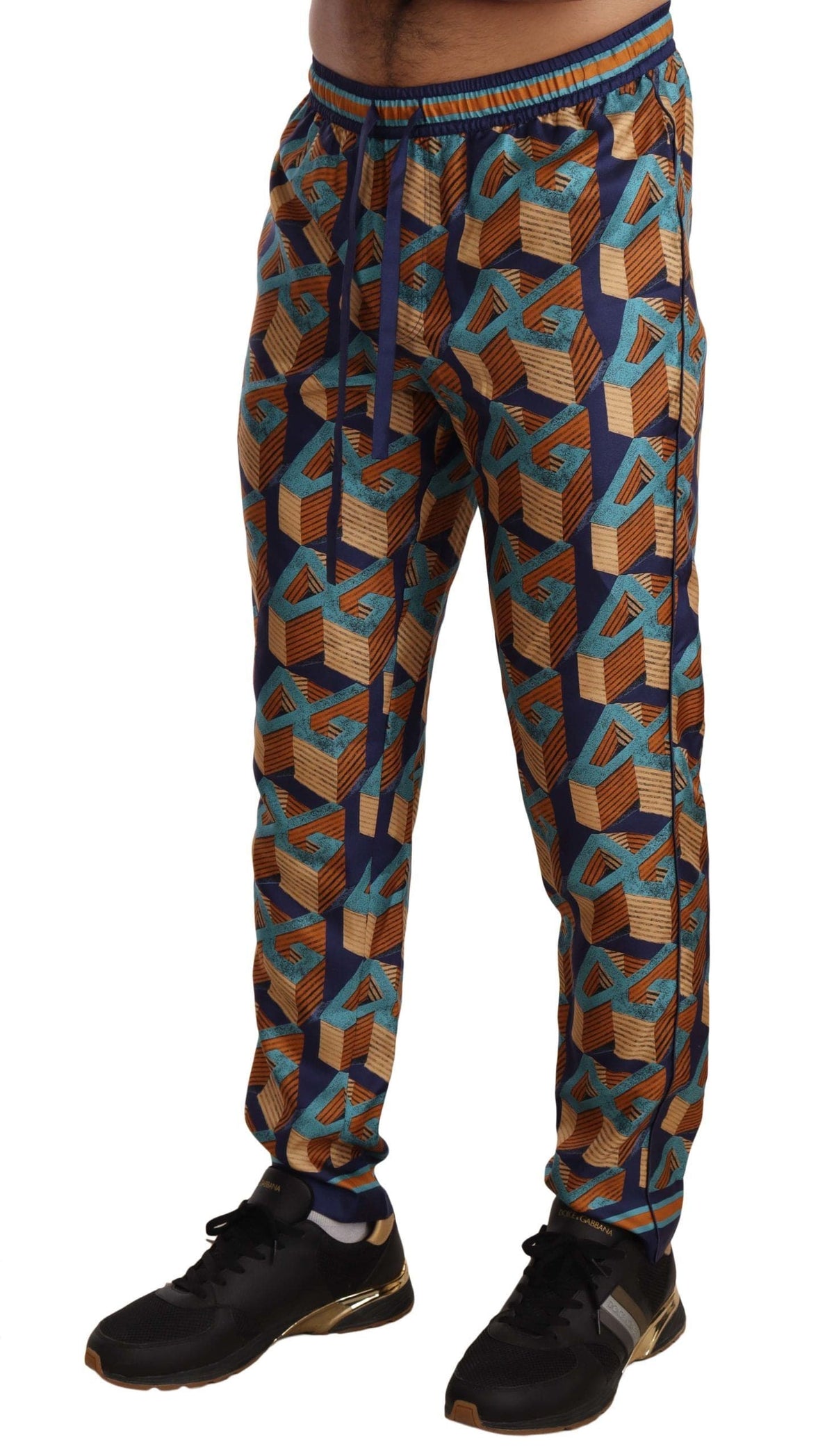 Pantalon de jogging élégant en soie Dolce &amp; Gabbana avec imprimé vibrant