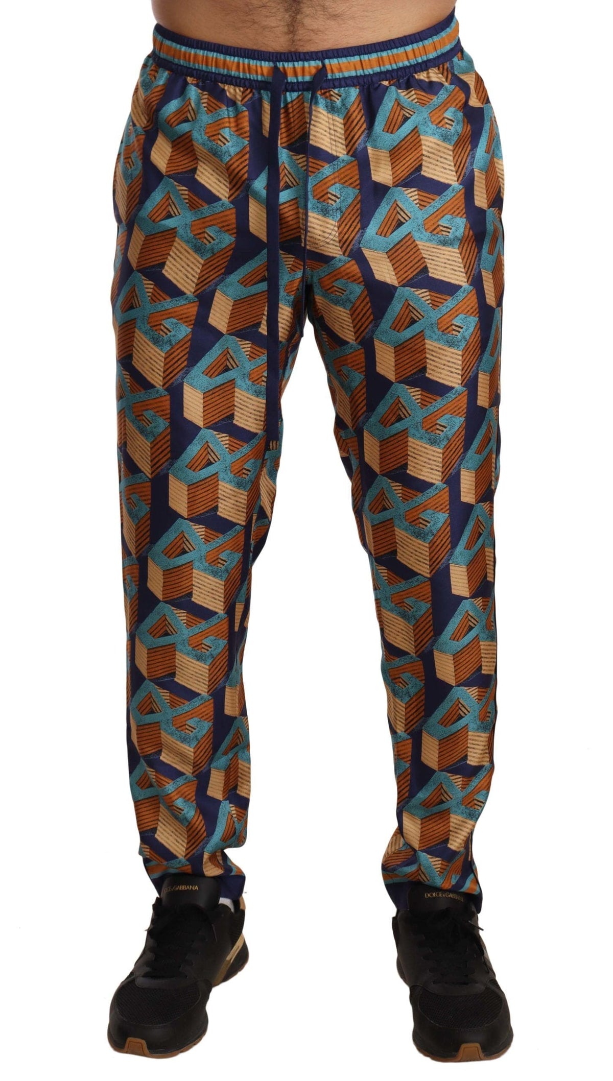 Pantalon de jogging élégant en soie Dolce &amp; Gabbana avec imprimé vibrant